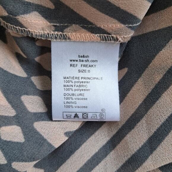 Ba&sh Freaky Swing Dress Oversized Tiered Chiffon Pink & Gray Print - Picture 7 of 10